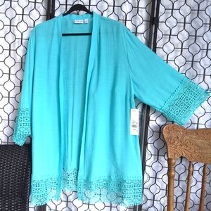 Beach coverup  crochet trim 3X NWT